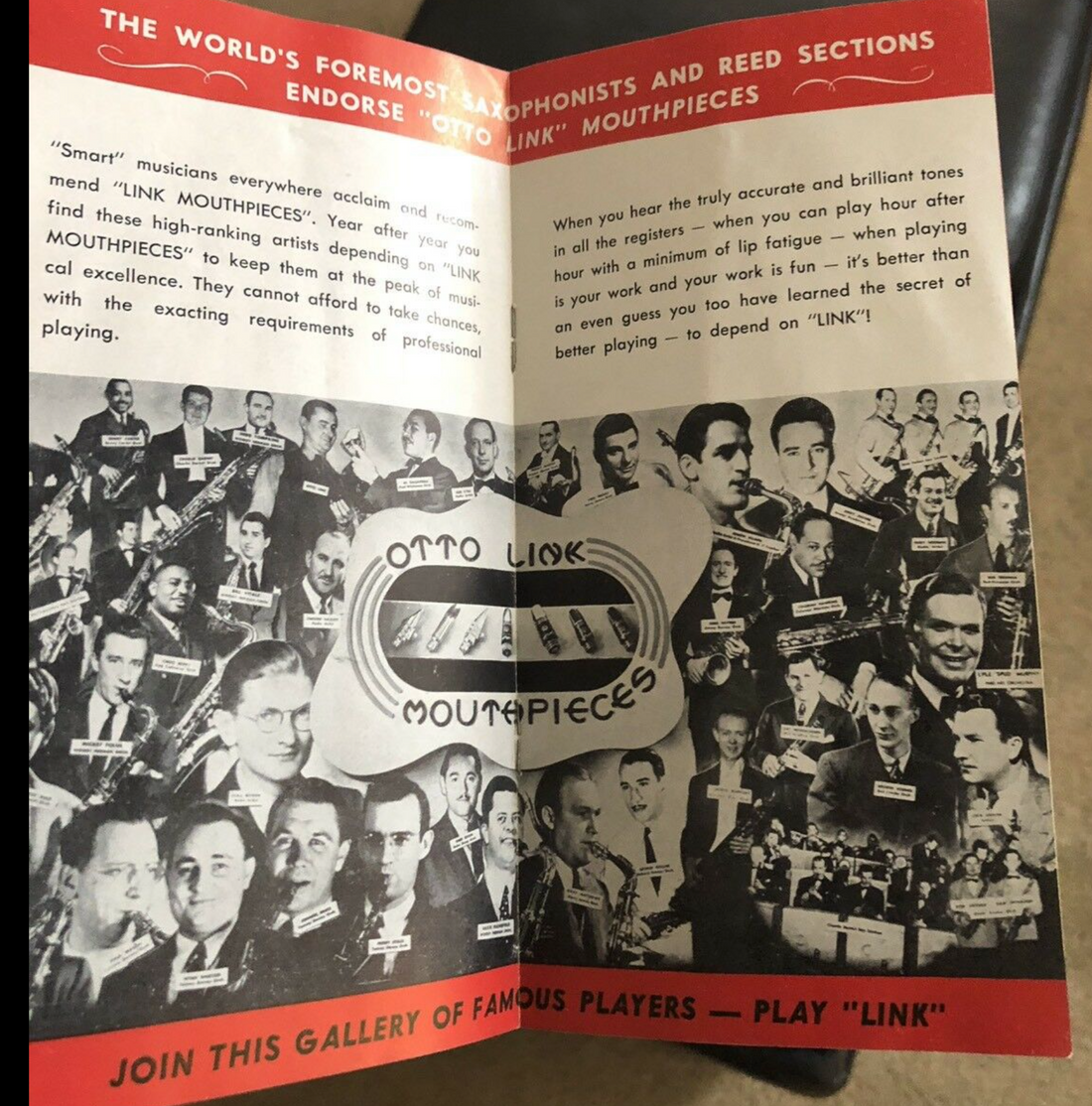 Otto Link Reso Chamber Saxophone Mouthpiece Sales Booklet 1940