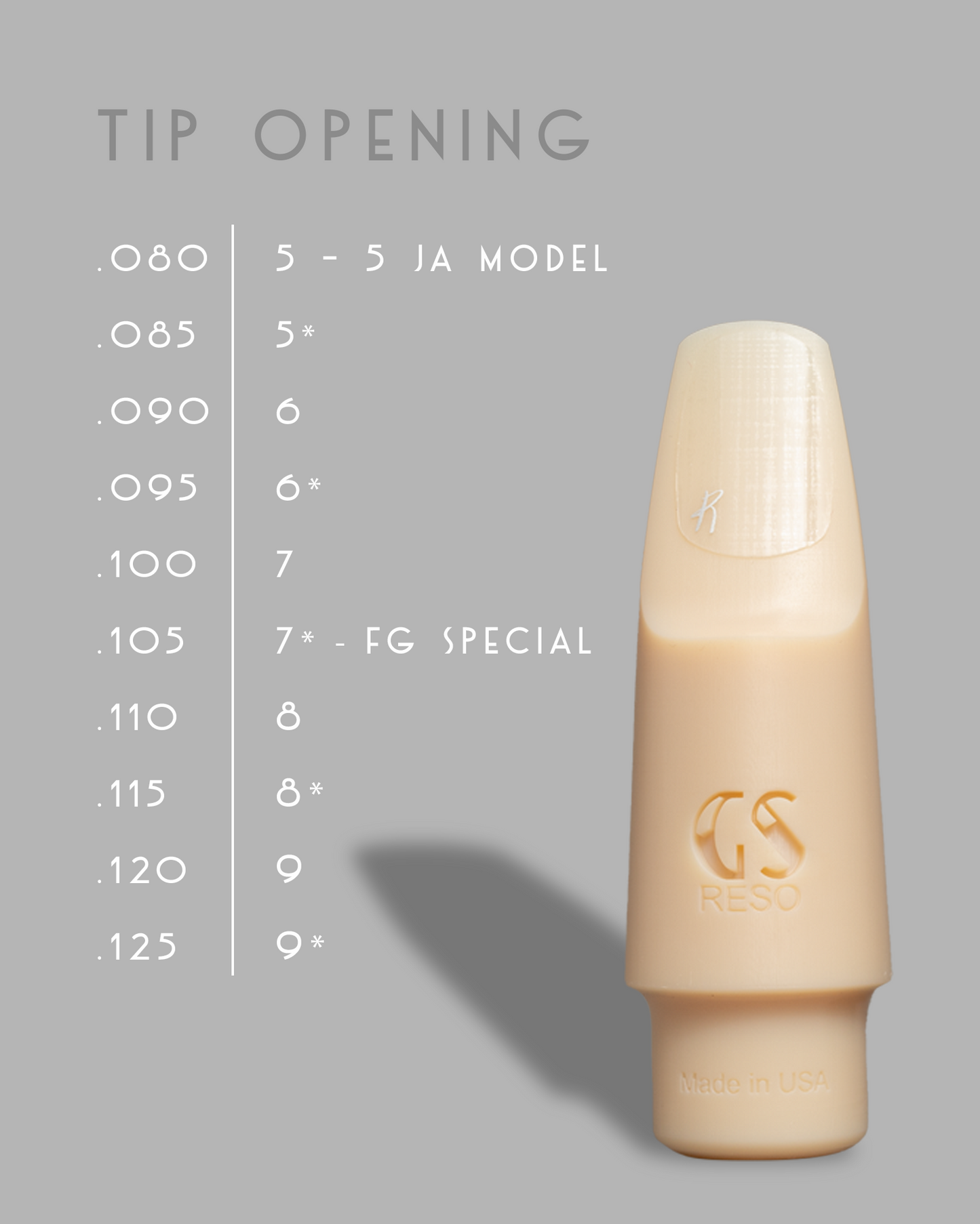 GS RESO Tenor Saxophone Mouthpiece - Dark, Spread, Lush