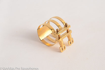 Brilhart BB Screws Tenor Three Band Ligature Rare! Fresh Gold Plate