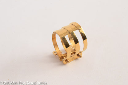 Brilhart BB Screws Tenor Three Band Ligature Rare! Fresh Gold Plate