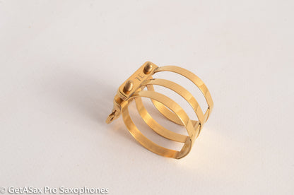 Brilhart BB Screws Tenor Three Band Ligature Rare! Fresh Gold Plate