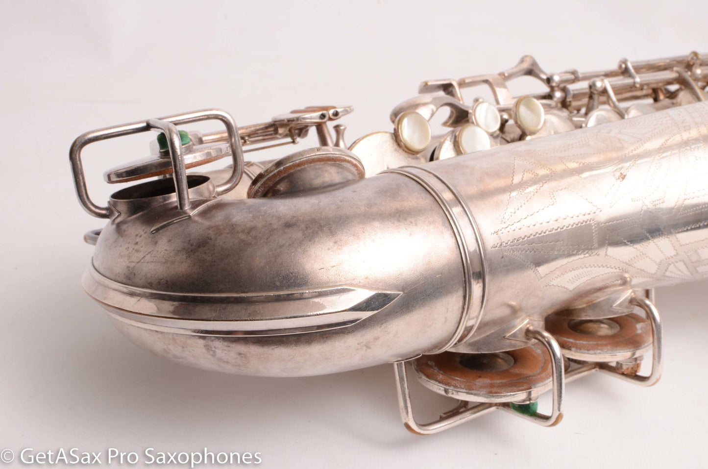 Buescher Aristocrat Series 1 Alto Original Silver 280237 01 Neck Old Pads