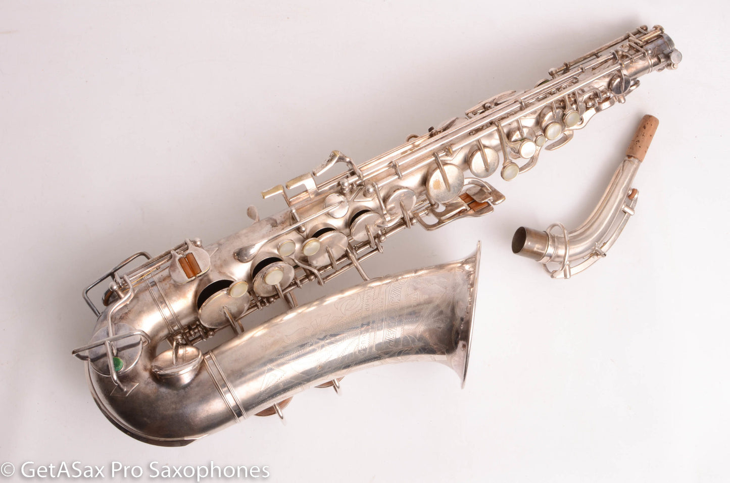 Buescher Aristocrat Series 1 Alto Original Silver 280237 01 Neck Old Pads