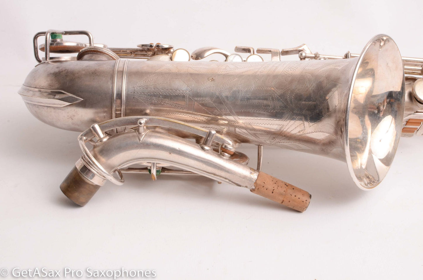 Buescher Aristocrat Series 1 Alto Original Silver 280237 01 Neck Old Pads