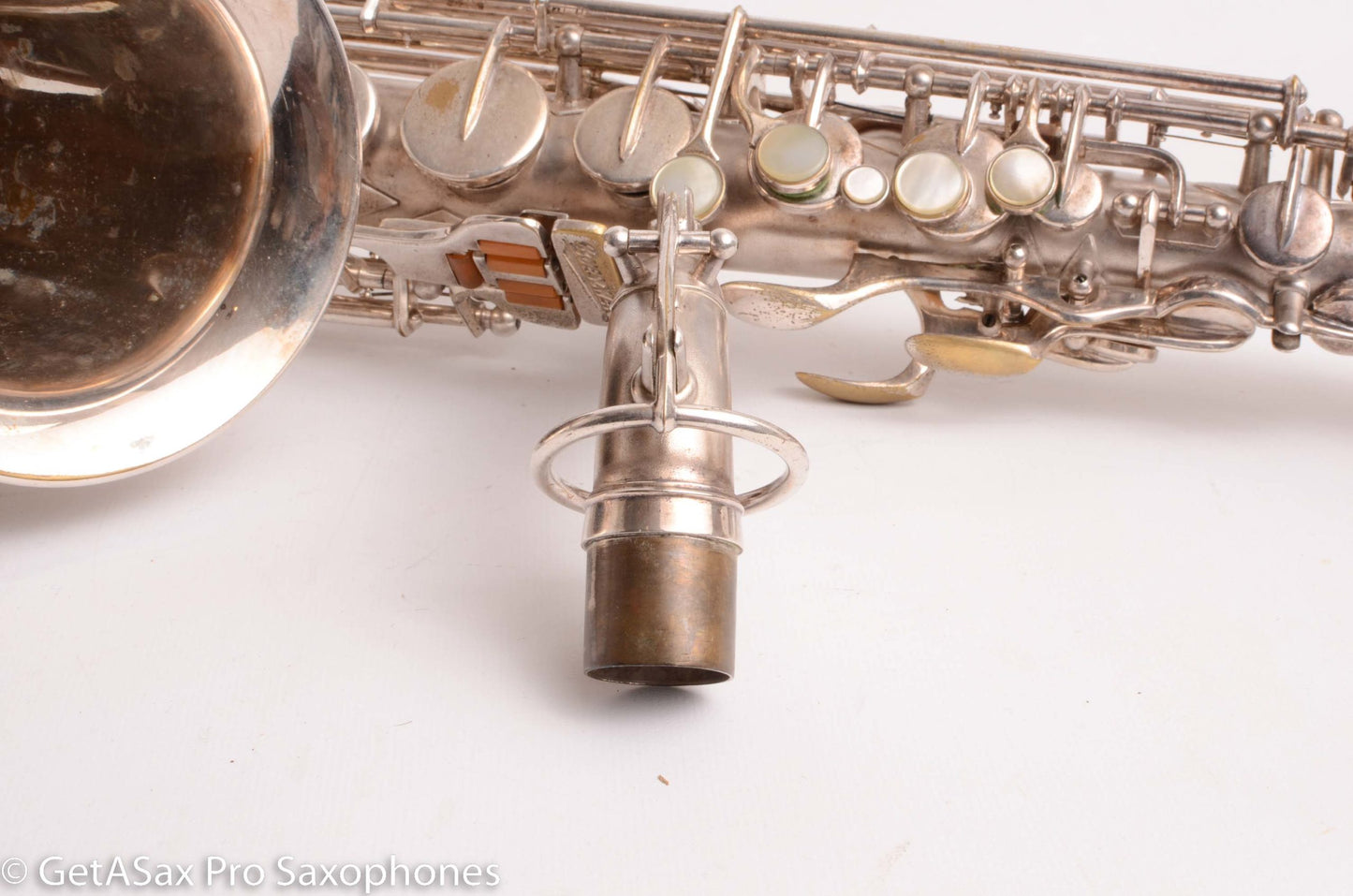 Buescher Aristocrat Series 1 Alto Original Silver 280237 01 Neck Old Pads