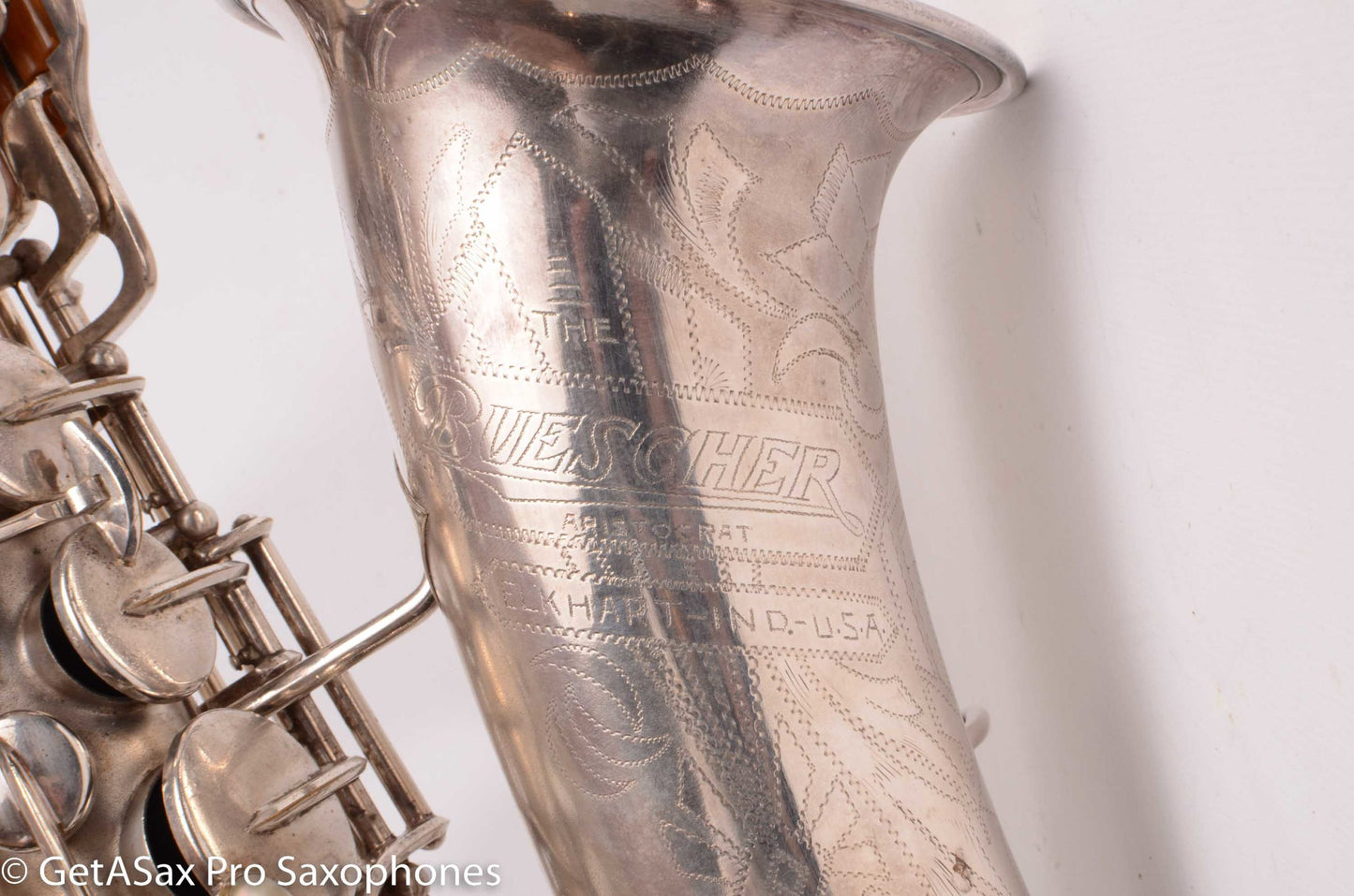Buescher Aristocrat Series 1 Alto Original Silver 280237 01 Neck Old Pads