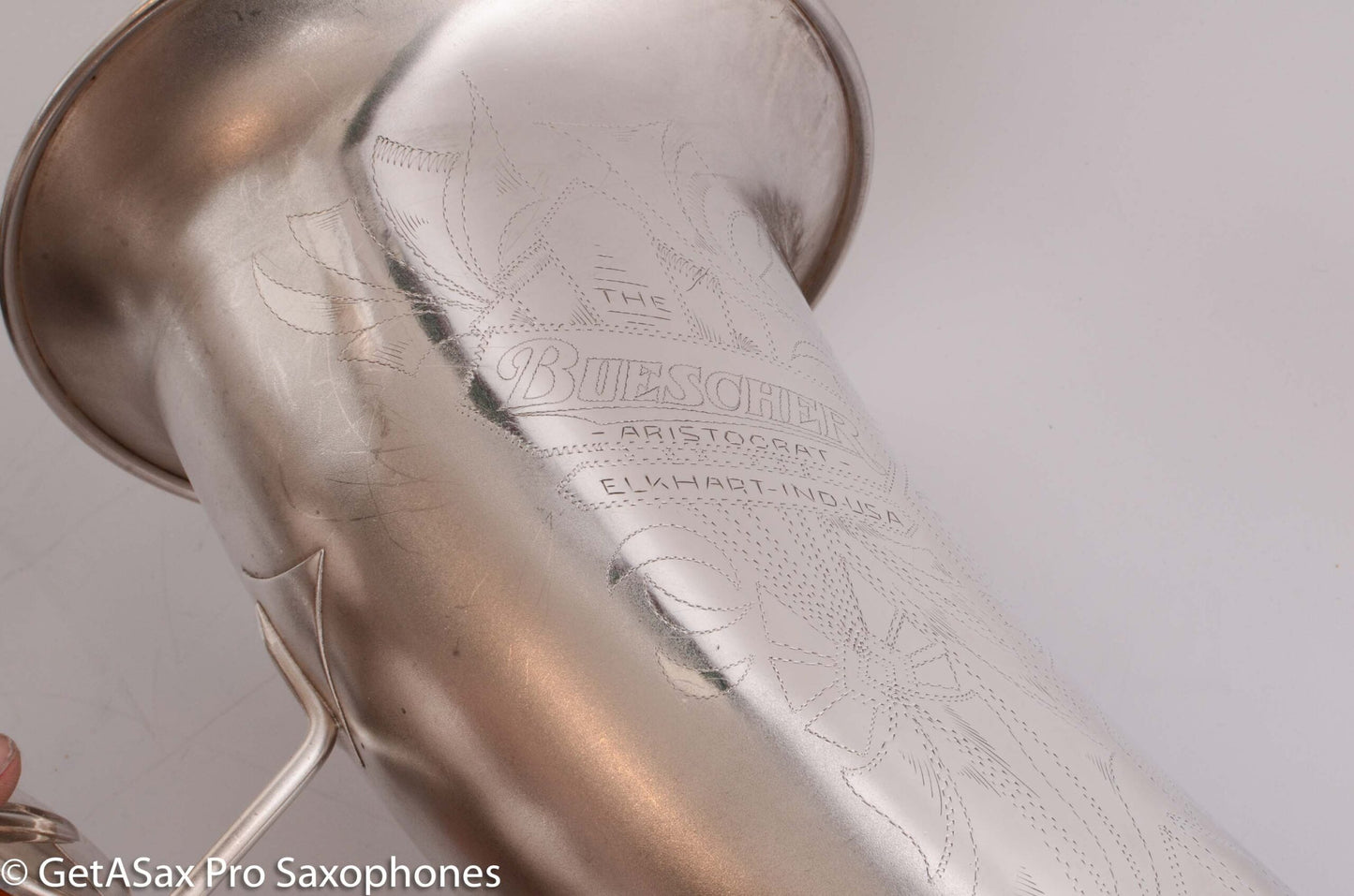 Buescher Aristocrat Series 1 Deco Engraved Silver Baritone Small Bell Fantastic 273737