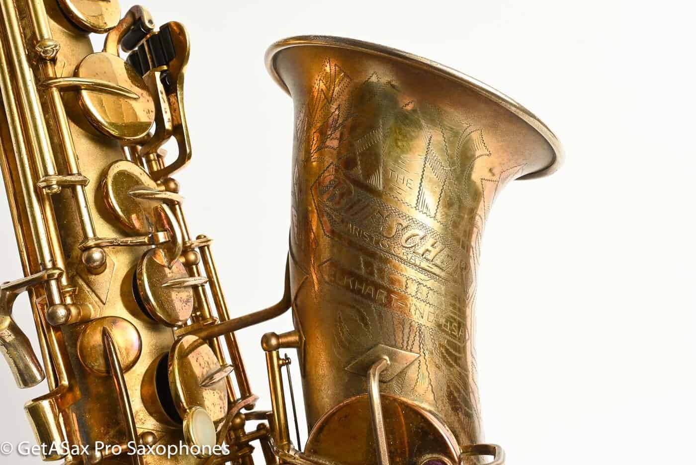 Buescher New Aristocrat Original GOLD Plate DOG Portrait Rascher Serial Amazing Player! 267734