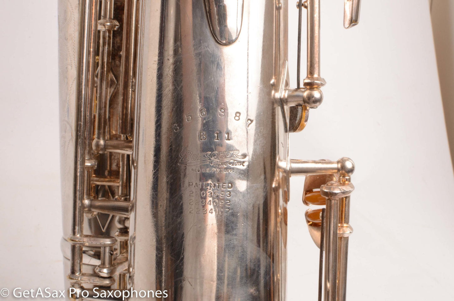 Buescher Top Hat and Cane Tenor Original Silver Plate Super Rare 356387