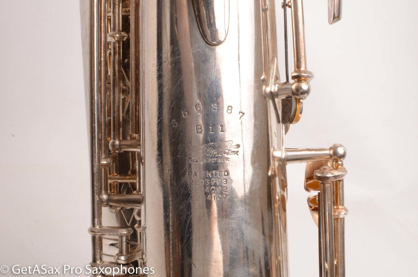 Buescher Top Hat and Cane Tenor Original Silver Plate Super Rare 356387