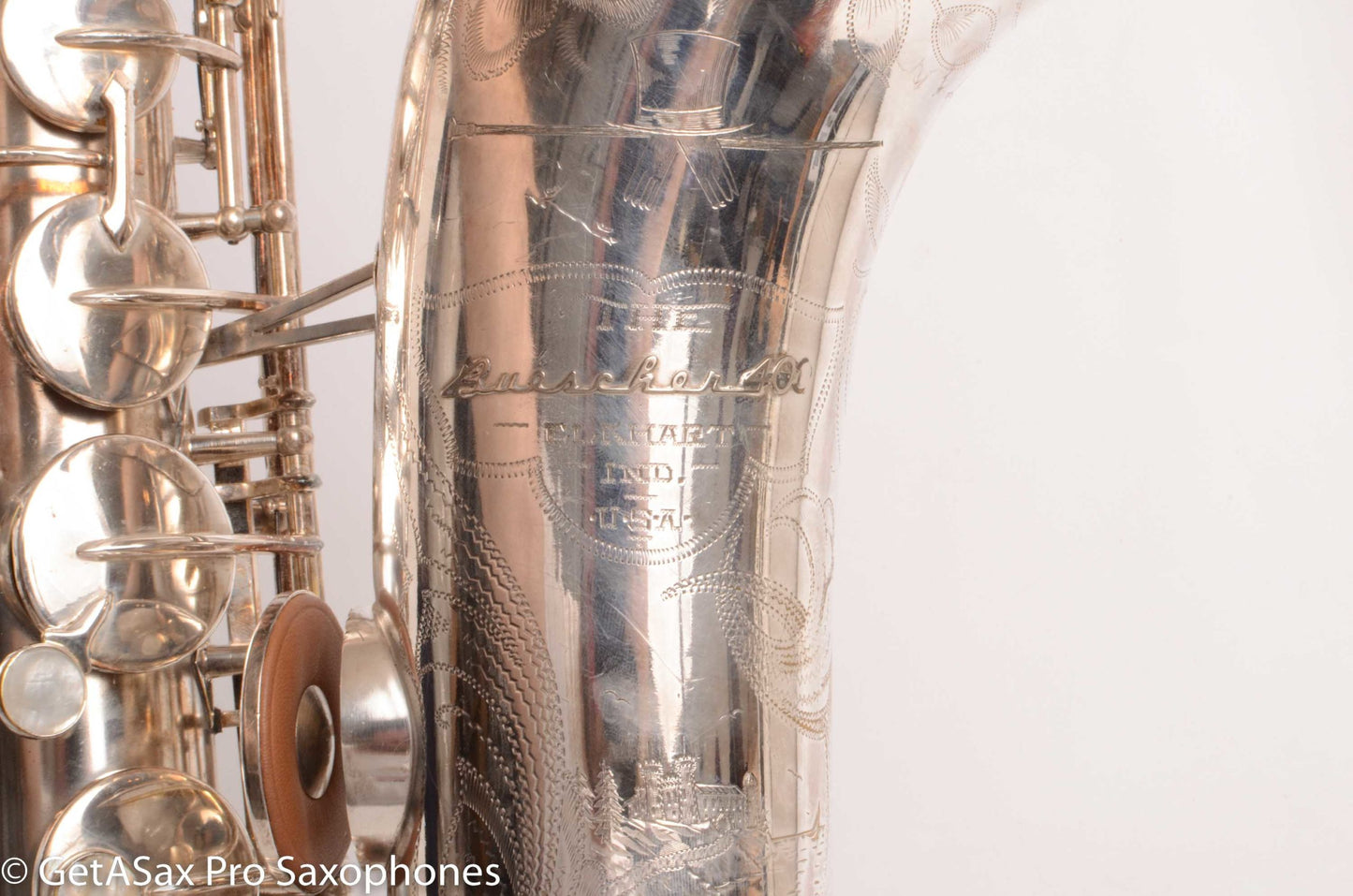 Buescher Top Hat and Cane Tenor Original Silver Plate Super Rare 356387