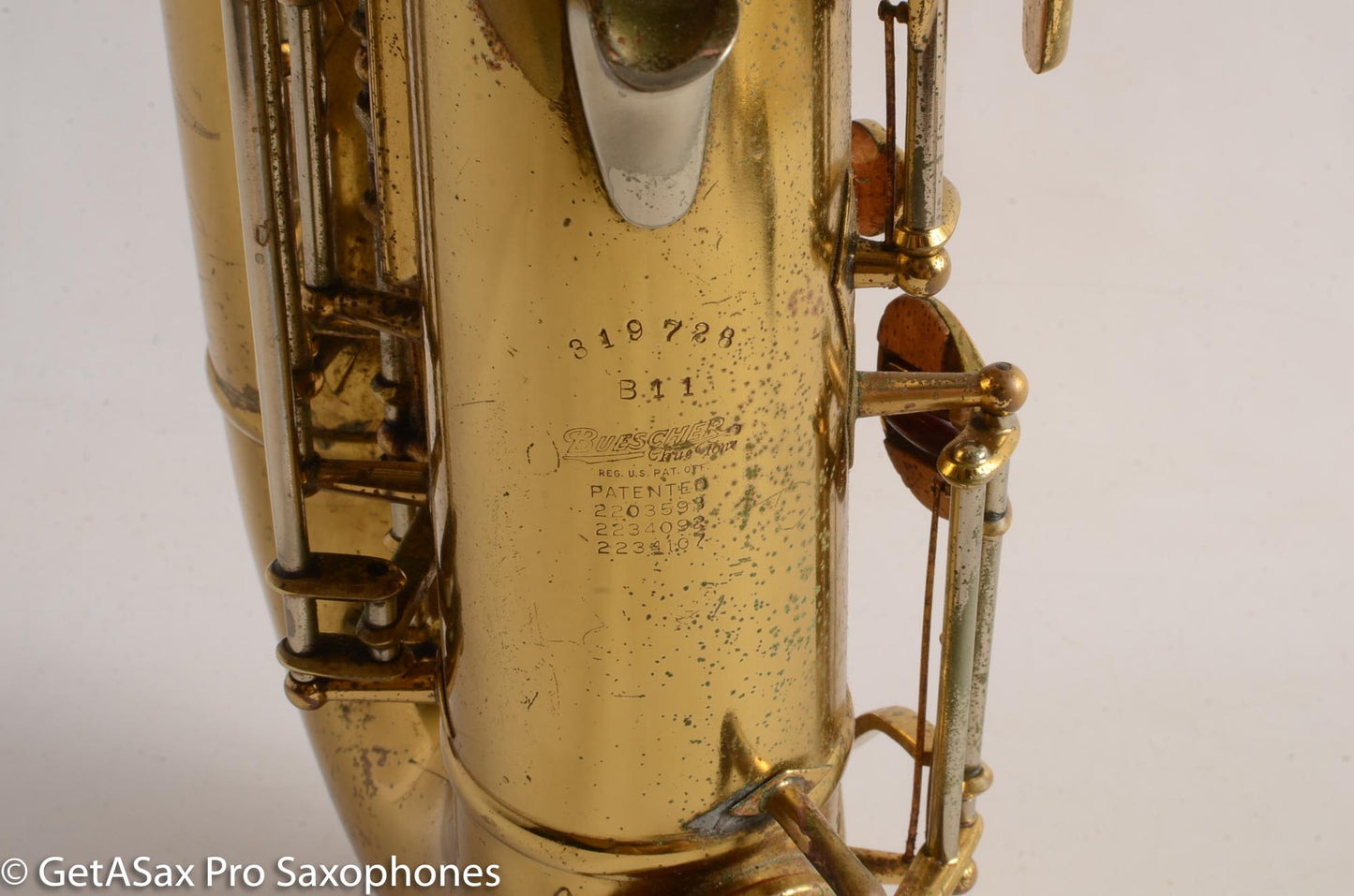 Buescher Top Hat and Cane Tenor Saxophone Relacquered, Pickup Plugged Old Pads Great Deal