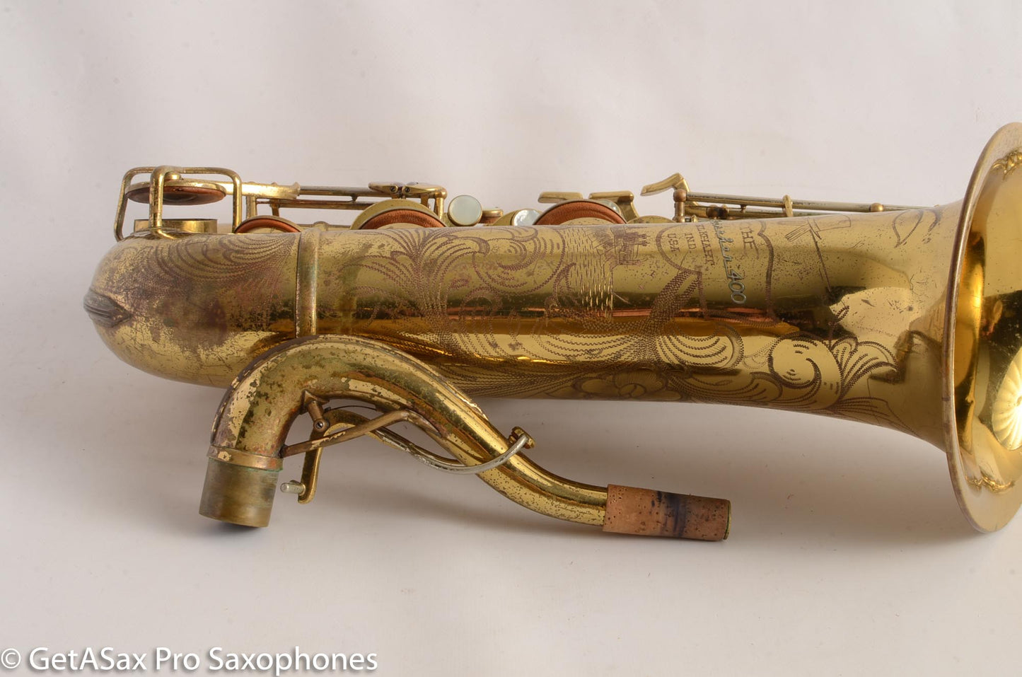 Buescher Top Hat and Cane Tenor Saxophone Relacquered, Pickup Plugged Old Pads Great Deal