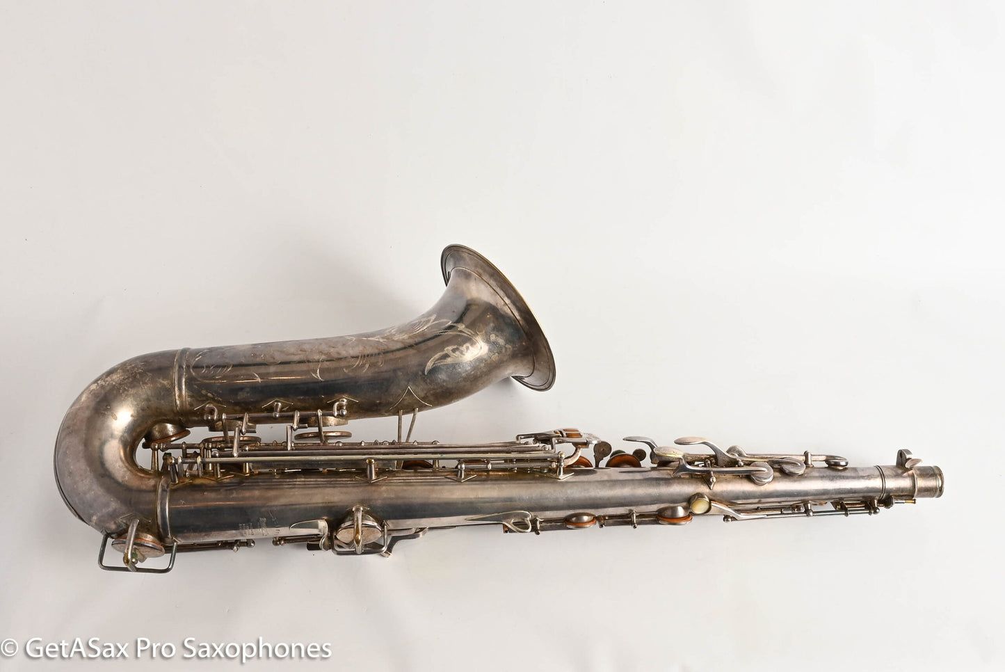 Buescher Top Hat and Cane Tenor Original Silver Plate Orig Pads Gorgeous 301839