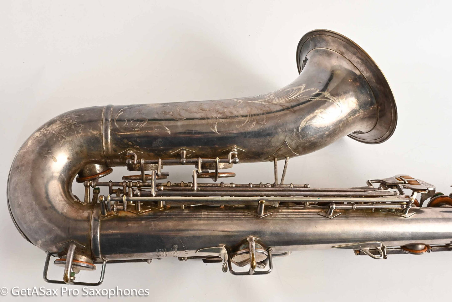 Buescher Top Hat and Cane Tenor Original Silver Plate Orig Pads Gorgeous 301839