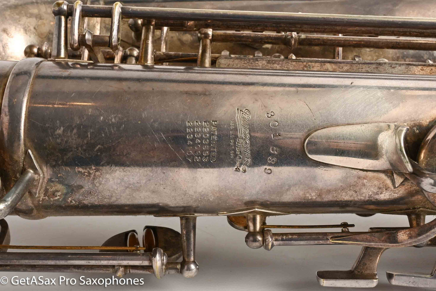 Buescher Top Hat and Cane Tenor Original Silver Plate Orig Pads Gorgeous 301839