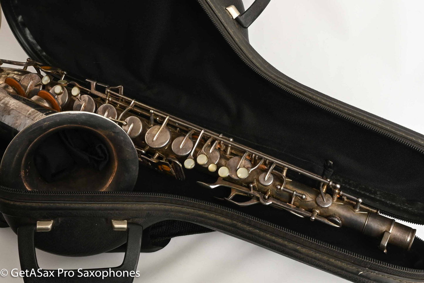 Buescher Top Hat and Cane Tenor Original Silver Plate Orig Pads Gorgeous 301839
