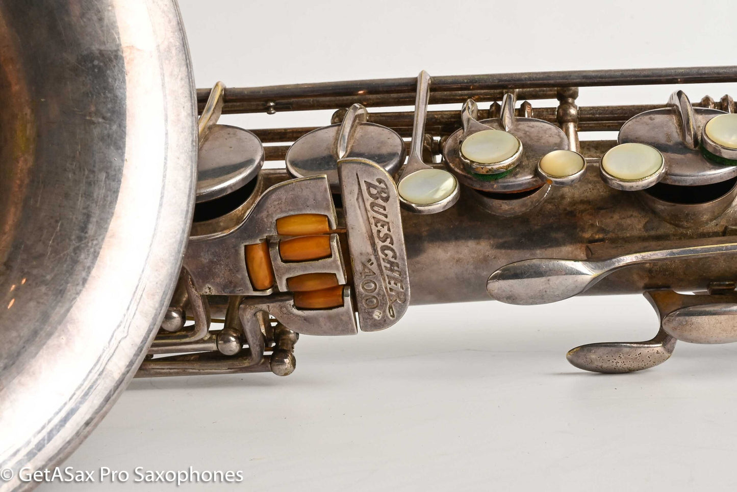 Buescher Top Hat and Cane Tenor Original Silver Plate Orig Pads Gorgeous 301839