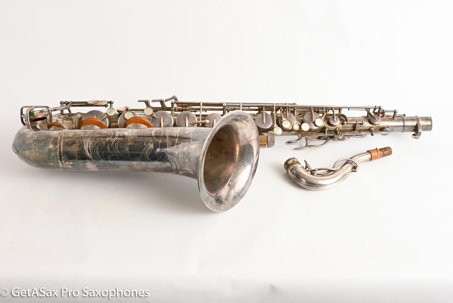 Buescher Top Hat and Cane Tenor Original Silver Plate Orig Pads Gorgeous 301839