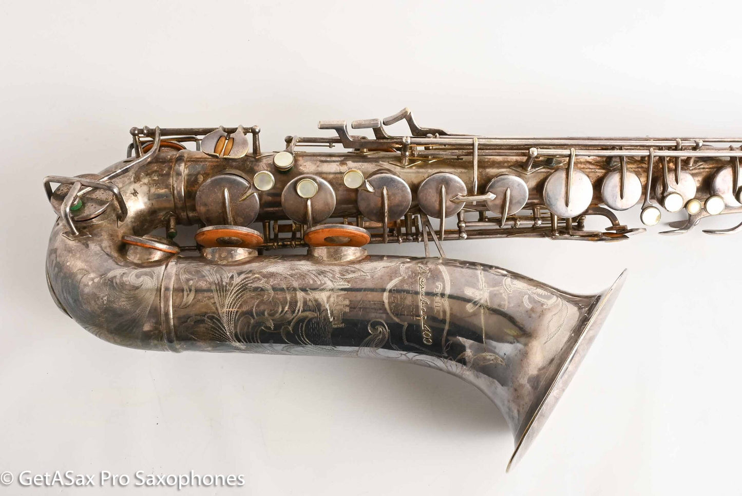 Buescher Top Hat and Cane Tenor Original Silver Plate Orig Pads Gorgeous 301839