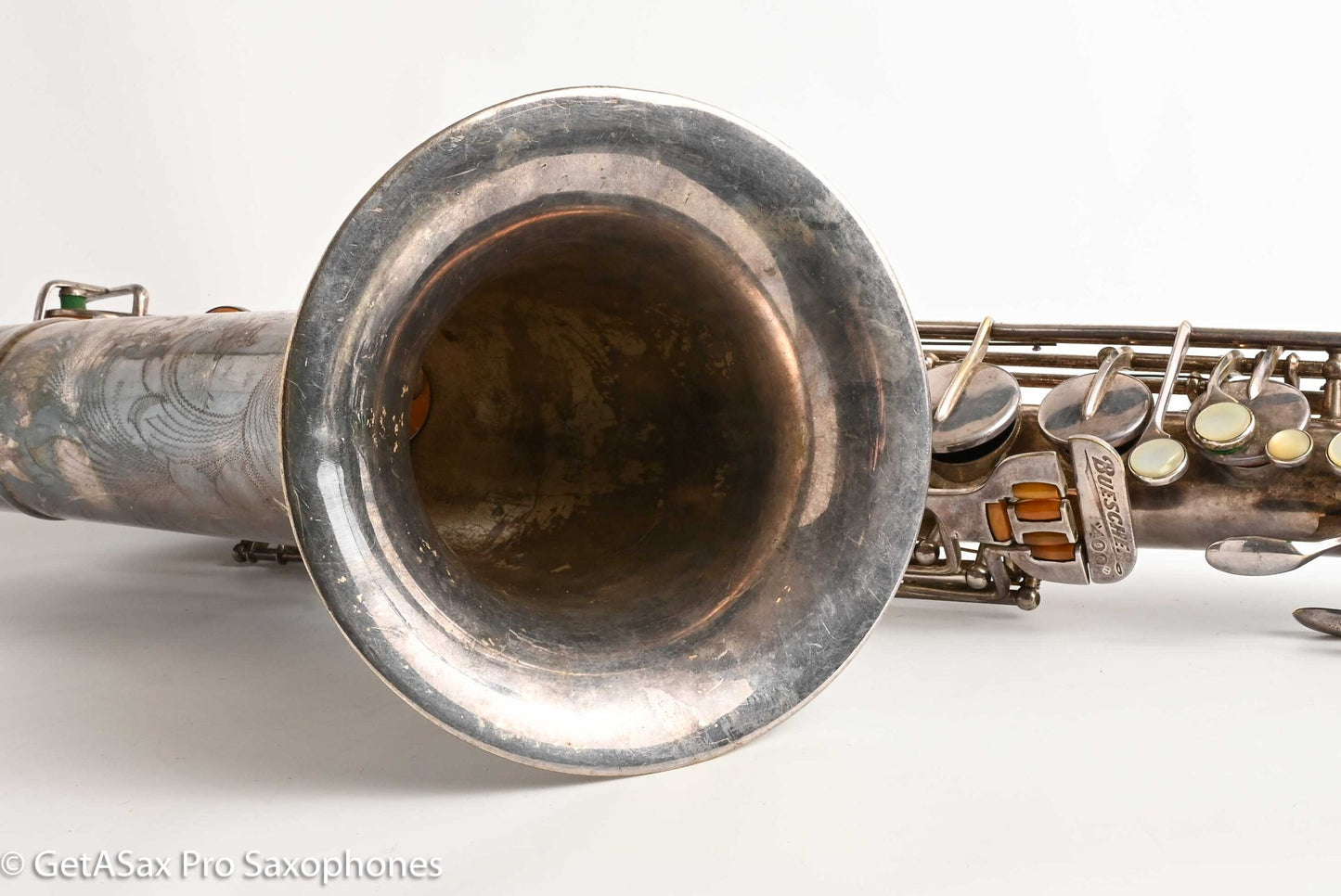 Buescher Top Hat and Cane Tenor Original Silver Plate Orig Pads Gorgeous 301839