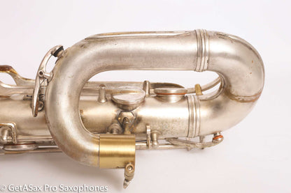 Conn 12M Transitional Art Deco Engraved Original Silver Plate Baritone