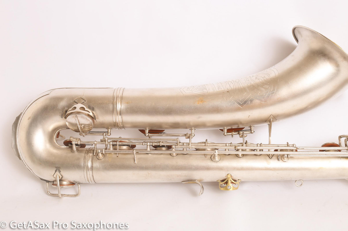 Conn 12M Transitional Art Deco Engraved Original Silver Plate Baritone
