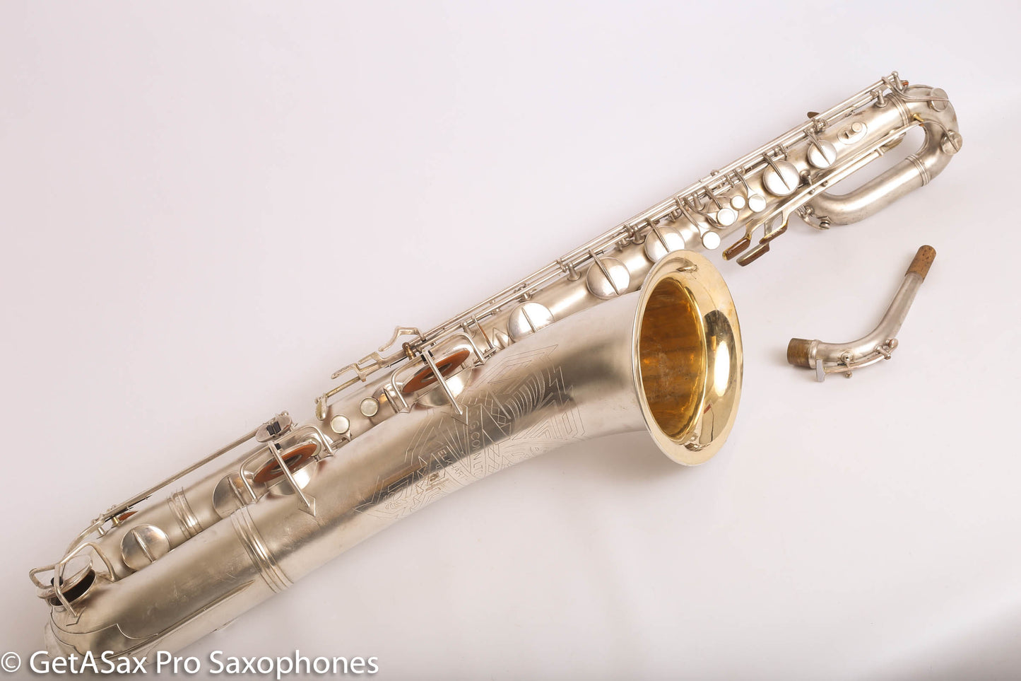 Conn 12M Transitional Art Deco Engraved Original Silver Plate Baritone