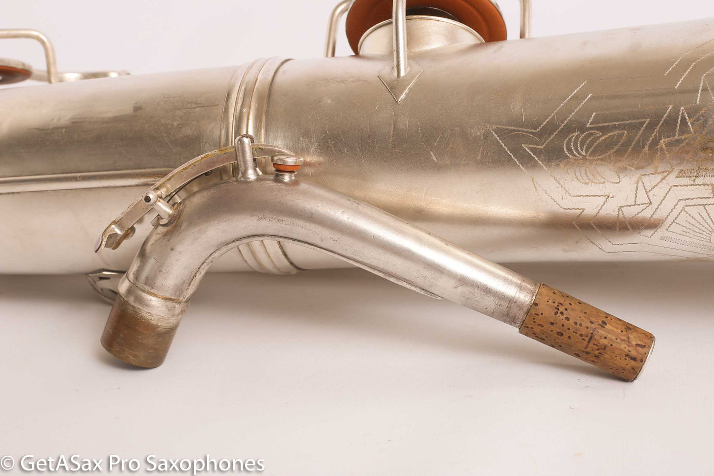 Conn 12M Transitional Art Deco Engraved Original Silver Plate Baritone