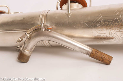 Conn 12M Transitional Art Deco Engraved Original Silver Plate Baritone