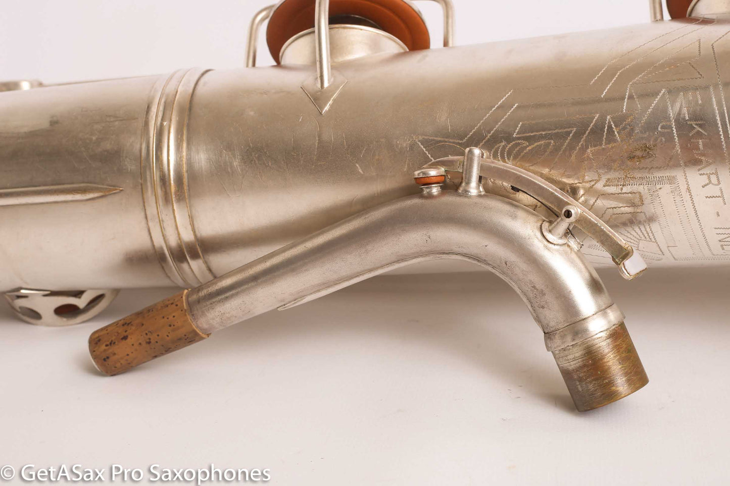 Conn 12M Transitional Art Deco Engraved Original Silver Plate Baritone