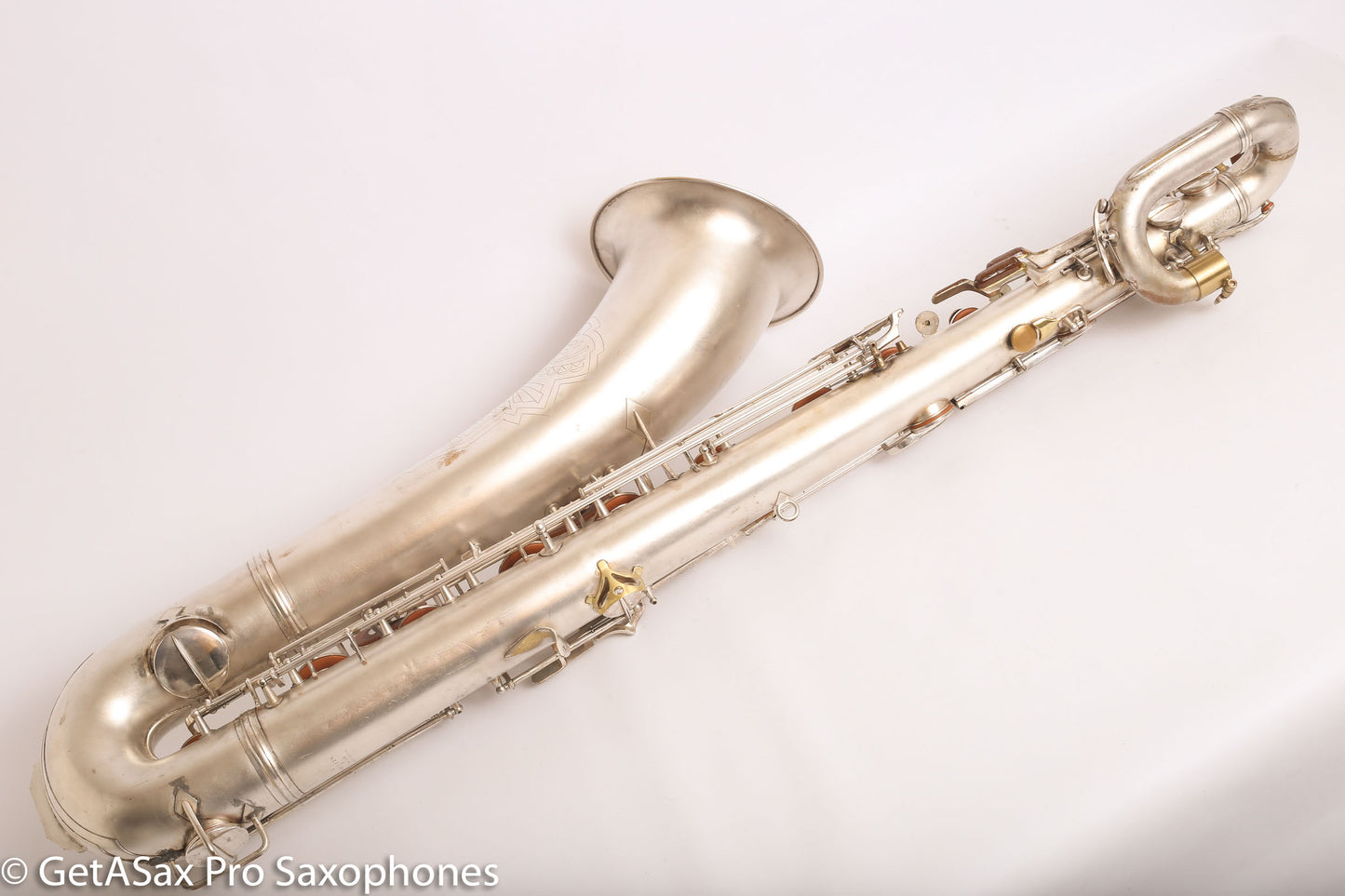 Conn 12M Transitional Art Deco Engraved Original Silver Plate Baritone