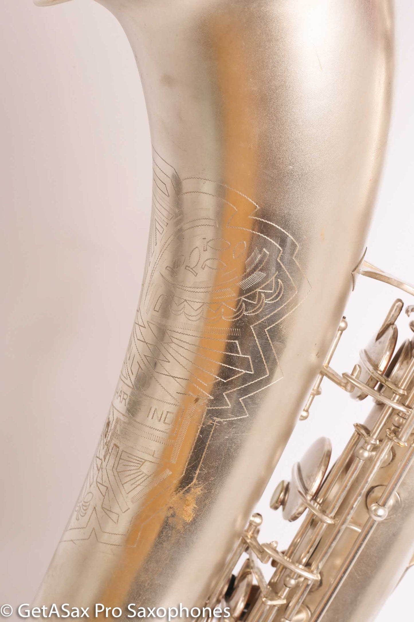 Conn 12M Transitional Art Deco Engraved Original Silver Plate Baritone