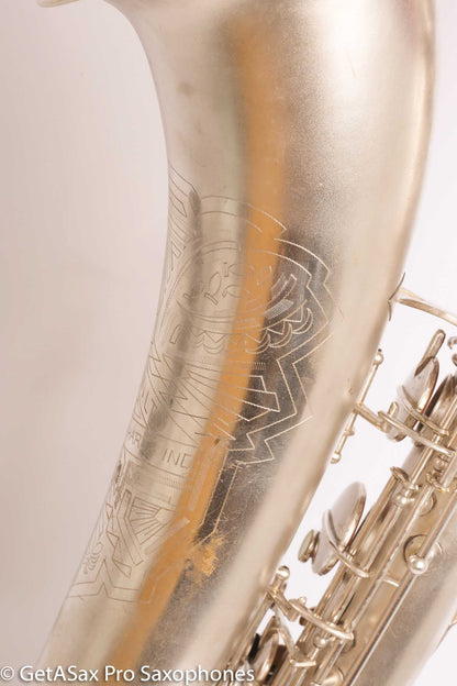 Conn 12M Transitional Art Deco Engraved Original Silver Plate Baritone