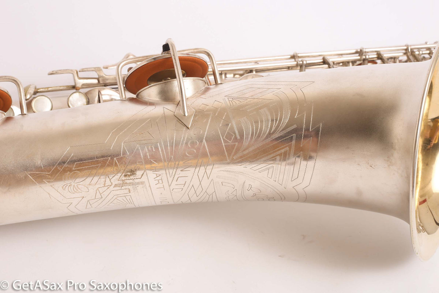 Conn 12M Transitional Art Deco Engraved Original Silver Plate Baritone