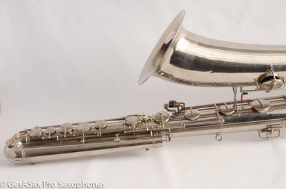 Conn NWII/14M BASS Sax desirable ‘plumber neck’ SUPER CLEAN original nickel plate AMAZING 154026 High Eb