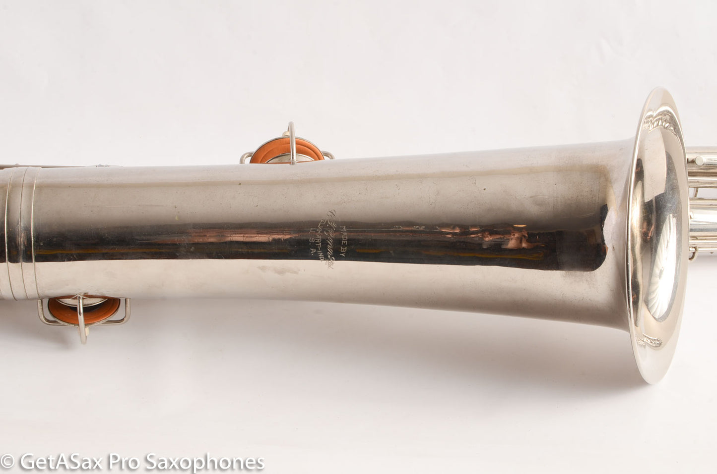 Conn NWII/14M BASS Sax desirable ‘plumber neck’ SUPER CLEAN original nickel plate AMAZING 154026 High Eb