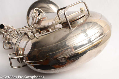 Conn NWII/14M BASS Sax desirable ‘plumber neck’ SUPER CLEAN original nickel plate AMAZING 154026 High Eb