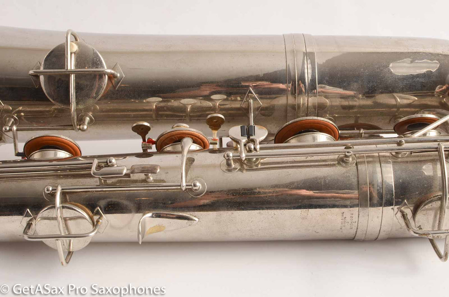 Conn NWII/14M BASS Sax desirable ‘plumber neck’ SUPER CLEAN original nickel plate AMAZING 154026 High Eb