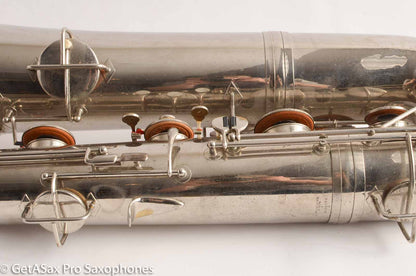 Conn NWII/14M BASS Sax desirable ‘plumber neck’ SUPER CLEAN original nickel plate AMAZING 154026 High Eb
