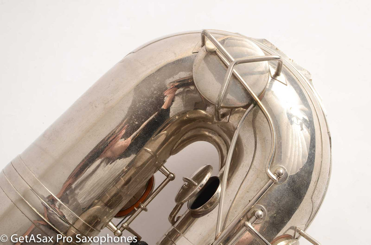 Conn NWII/14M BASS Sax desirable ‘plumber neck’ SUPER CLEAN original nickel plate AMAZING 154026 High Eb