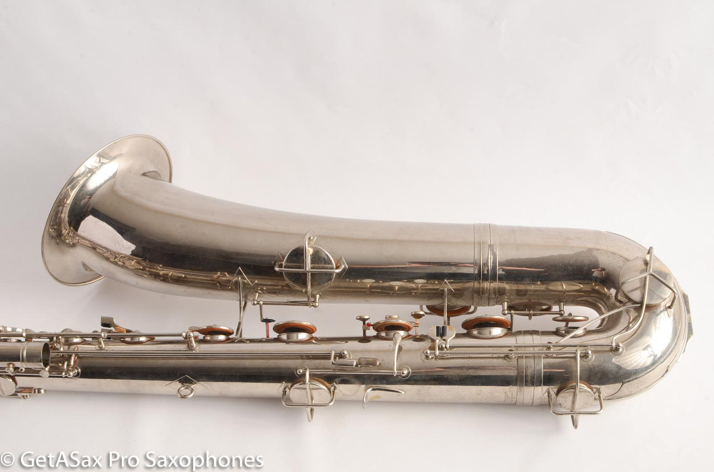 Conn NWII/14M BASS Sax desirable ‘plumber neck’ SUPER CLEAN original nickel plate AMAZING 154026 High Eb
