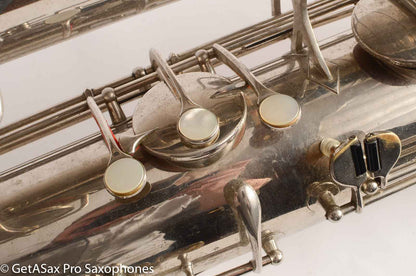 Conn NWII/14M BASS Sax desirable ‘plumber neck’ SUPER CLEAN original nickel plate AMAZING 154026 High Eb
