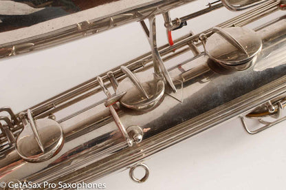 Conn NWII/14M BASS Sax desirable ‘plumber neck’ SUPER CLEAN original nickel plate AMAZING 154026 High Eb