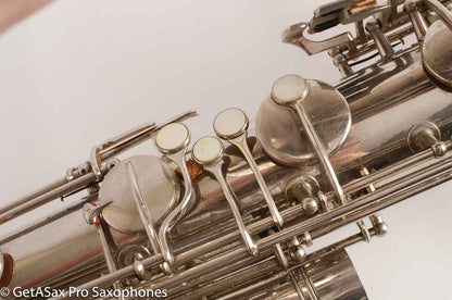 Conn NWII/14M BASS Sax desirable ‘plumber neck’ SUPER CLEAN original nickel plate AMAZING 154026 High Eb