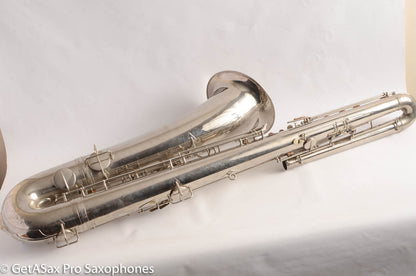 Conn NWII/14M BASS Sax desirable ‘plumber neck’ SUPER CLEAN original nickel plate AMAZING 154026 High Eb