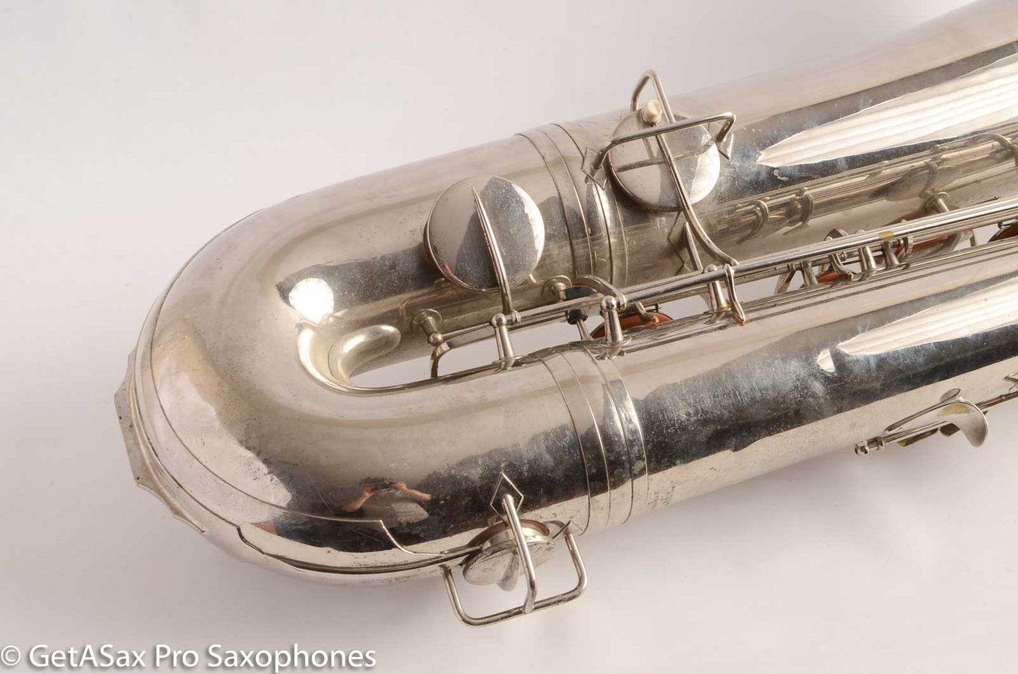 Conn NWII/14M BASS Sax desirable ‘plumber neck’ SUPER CLEAN original nickel plate AMAZING 154026 High Eb