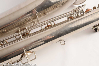 Conn NWII/14M BASS Sax desirable ‘plumber neck’ SUPER CLEAN original nickel plate AMAZING 154026 High Eb