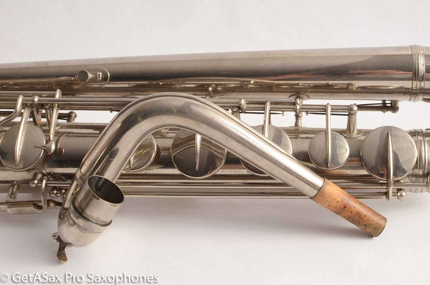 Conn NWII/14M BASS Sax desirable ‘plumber neck’ SUPER CLEAN original nickel plate AMAZING 154026 High Eb