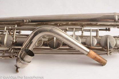 Conn NWII/14M BASS Sax desirable ‘plumber neck’ SUPER CLEAN original nickel plate AMAZING 154026 High Eb